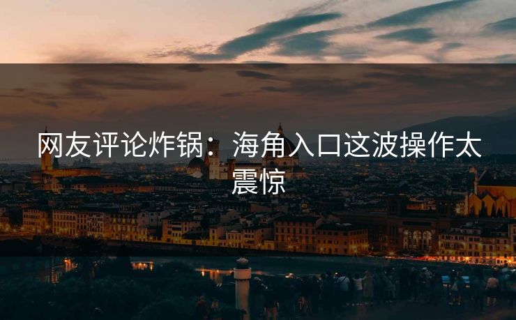 网友评论炸锅：海角入口这波操作太震惊