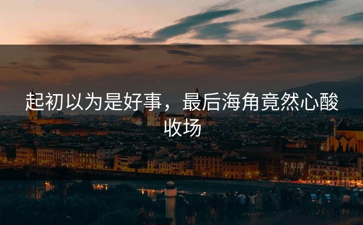 起初以为是好事，最后海角竟然心酸收场