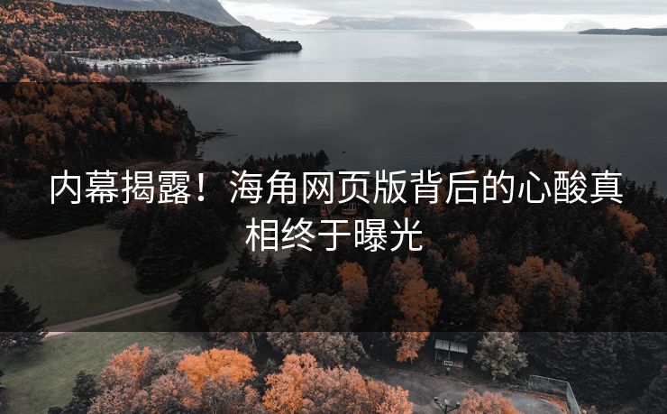 内幕揭露！海角网页版背后的心酸真相终于曝光