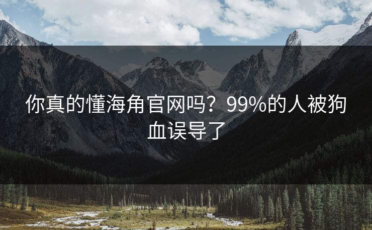 你真的懂海角官网吗？99%的人被狗血误导了
