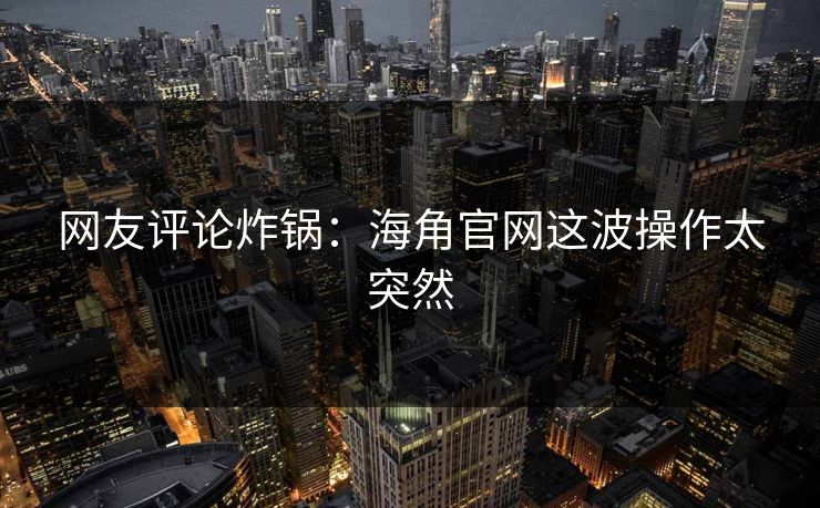 网友评论炸锅：海角官网这波操作太突然