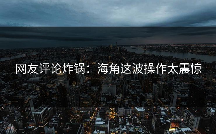 网友评论炸锅：海角这波操作太震惊