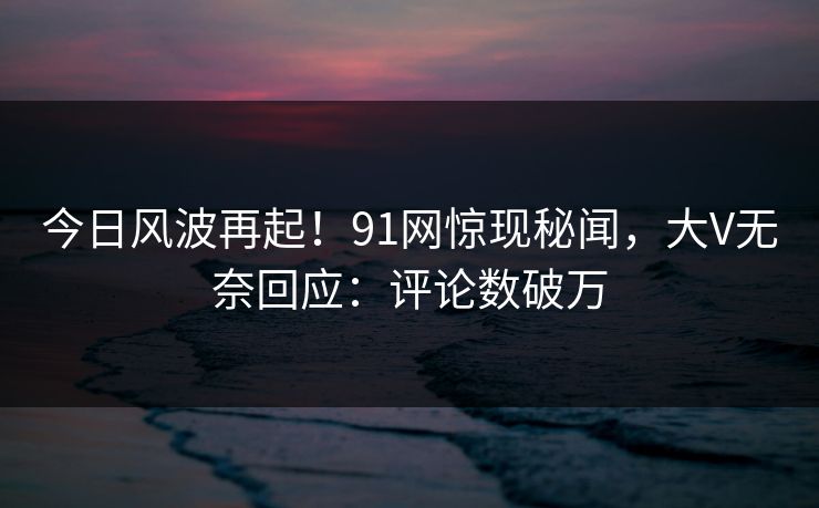 今日风波再起！91网惊现秘闻，大V无奈回应：评论数破万