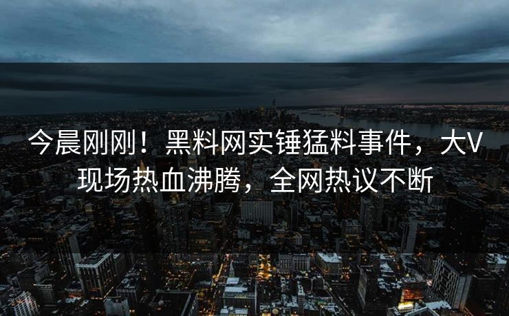今晨刚刚！黑料网实锤猛料事件，大V现场热血沸腾，全网热议不断