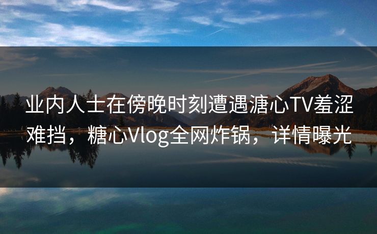 业内人士在傍晚时刻遭遇溏心TV羞涩难挡，糖心Vlog全网炸锅，详情曝光
