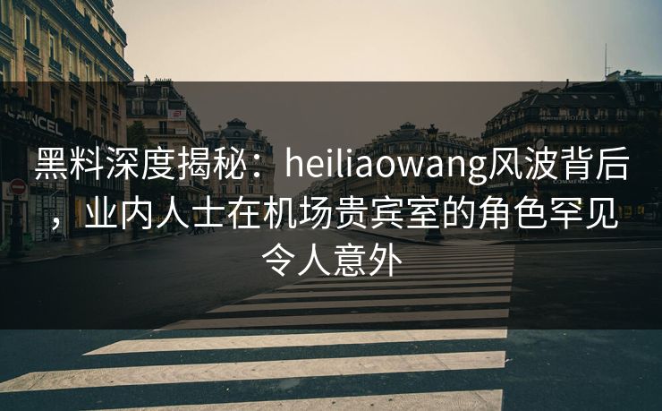 黑料深度揭秘：heiliaowang风波背后，业内人士在机场贵宾室的角色罕见令人意外